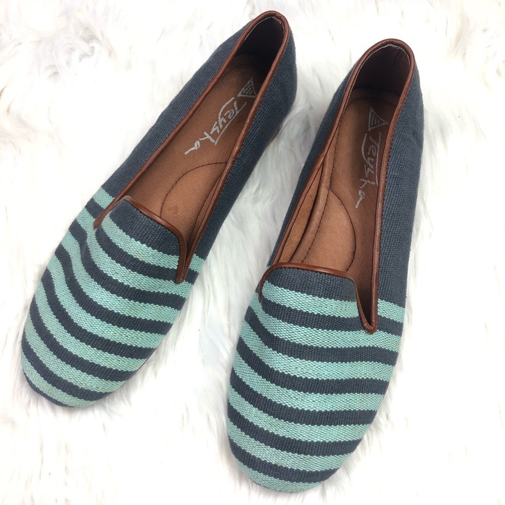 TEYSHA Textile Leather Shoes Flats